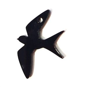 Plexi Acrylic Bird Pendant 19x30mm- BLACK (x1)