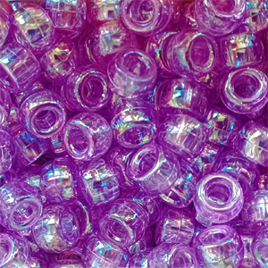 Plastic Pony Beads Purple AB 6x8mm (1 Piece)  -Pony Beads