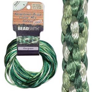 Kumihimo Rattail Braiding Cord - 1mm Colour Mix Evergreen