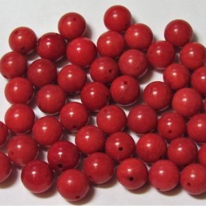 Red Coral 6mm Round Bead (x1)
