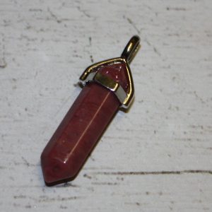 G2. Rhodonite Point Pendant 40mm Silver Plated