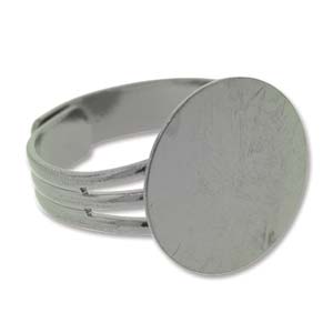 Adjustable Ring Blank with 15.5mm Flat Pad - Black Oxide Plated (1 piece)