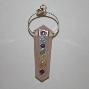 C6. Rose Quartz 7 Chakra Pendant