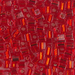 SB-10 Silverlined Flame Red Miyuki 4mm Cube Bead