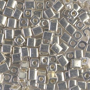 SB-1051: Miyuki 4mm Square Bead Galvanized Silver