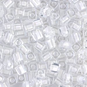 SB-1104: Miyuki 4mm Square Bead White Lined Crystal