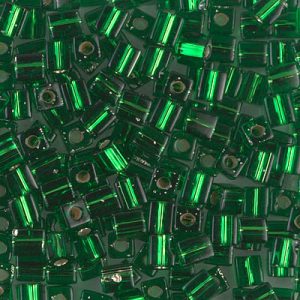 SB-16 Silverlined Green Miyuki 4mm Cube Bead