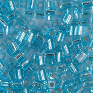 SB-18 Silverlined Aqua Miyuki 4mm Cube Bead
