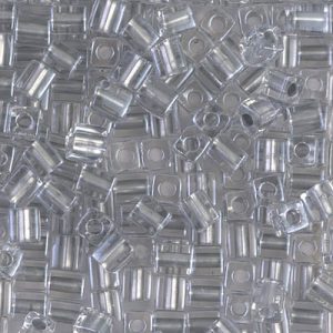 SB-242 Miyuki 4mm Cube Bead Spkl Pewter Lined Crystals