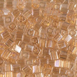 SB-2439: Miyuki 4mm Square Bead Light Smoky Topaz Gold Luster