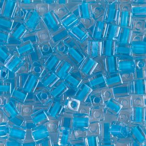 SB-247: Miyuki 4mm Square Bead Dark Aqua Lined Crystal