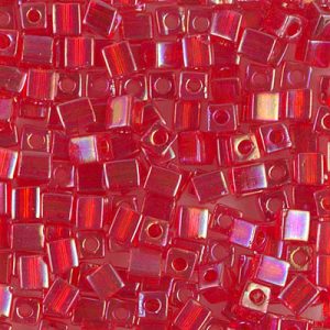 SB-254 Miyuki 4mm Cube Bead Tr Red AB