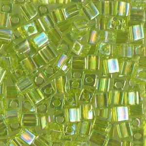 SB-258 Miyuki 4mm Cube Bead Tr Chartreuse AB