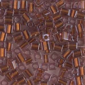 SB-2646: Miyuki 4mm Square Bead Sparkling Copper Lined Amethyst