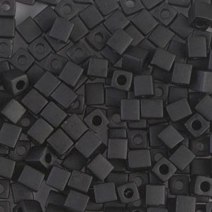 SB-401F: Miyuki 4mm Square Bead Matte Black