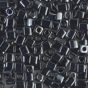 SB-451: Miyuki 4mm Square Bead Gunmetal