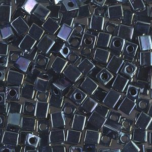 SB-456: Miyuki 4mm Square Bead Gunmetal Iris