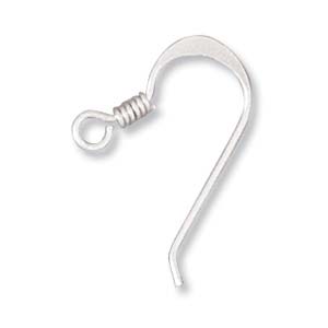 Earring Hooks Flat with 2mm Ring and Coil 19mm Sterling Silver (1 pair)