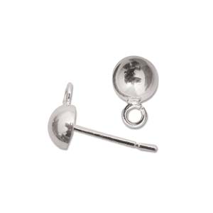 Earring Posts with 5mm Half Ball Sterling Silver (1 pair)