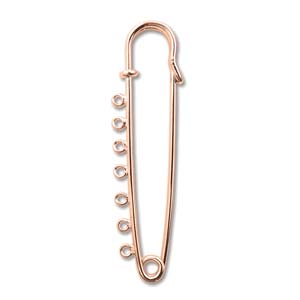 Decorative Safety Pin with 7 Loops 17x52mm - Copper Plated (1 piece)