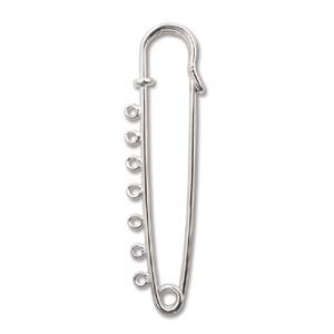 Decorative Safety Pin with 7 Loops 17x52mm - Silver Plated (1 piece)