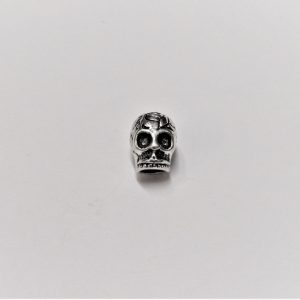 Skull Large Hole Bead Silver 11mm (x1)