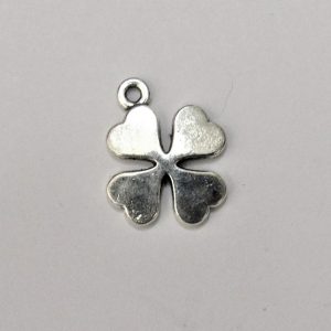 Four Leaf Clover Drop Charm 17mm Silver Plated (1 Piece)