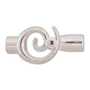 Glue On Clasp Spiral 40.5x19.5mm Silver Plated (1 set)