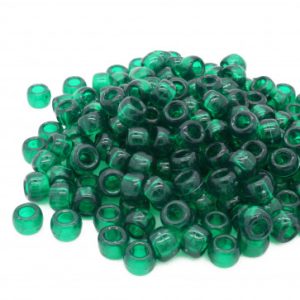 Plastic Pony Beads Transparent Green 6x8mm (1 piece)