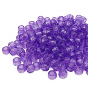 Plastic Pony Beads Transparent Purple 6x8mm (1 piece)