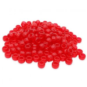 Plastic Pony Beads Transparent Red 6x8mm (1 piece)