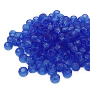 Plastic Pony Beads Transparent Royal Blue 6x8mm (1 piece)