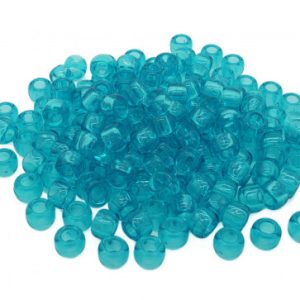 Plastic Pony Beads Transparent Turquoise 6x8mm (1 piece)