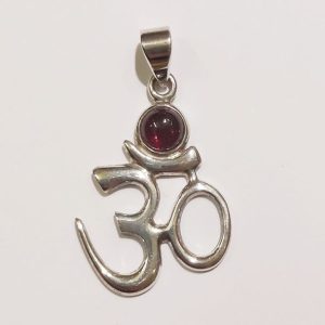 Garnet Om Symbol Pendant