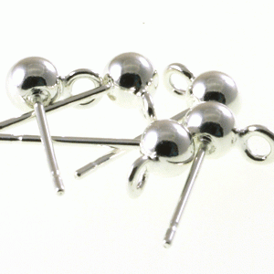 Ball and Loop Earring Finding Silver Plated (6 Per Pack)