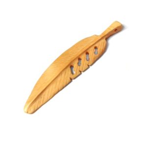 Bone Carved Feather Pendant 15x68mm (x1)