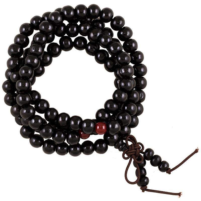 Wooden Mala - Black with decorative knot