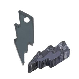 Plexi Acrylic Lightning Bolt Charm 6x17mm - Hematite Mirror (1 piece)