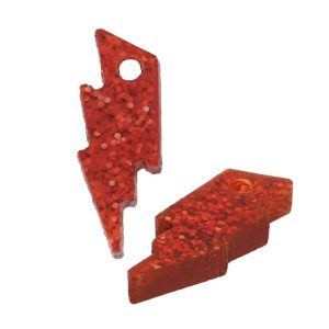 Plexi Acrylic Lightning Bolt Charm 6x17mm - Red Glitter (1 piece)