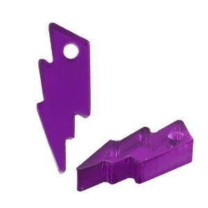 Plexi Acrylic Lightning Bolt Charm 6x17mm - Purple Mirror (1 piece)