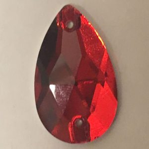 Bargain Sew On Teardrop Red 28x17mm