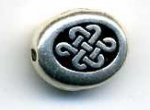 Celtic Oval Bead 9x7mm Sterling Silver Coated Lead-Free Pewter (1 piece)