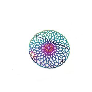 Stainless Steel Round Pendant 35mm Rainbow Effect (1 Piece)