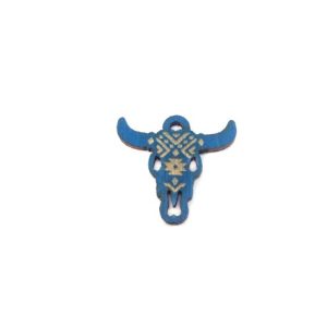 Wooden Bull Head Pendant 25x21mm