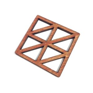 Wooden Square Grid Pendant 45mm