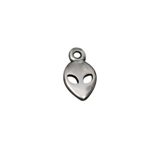 Alien Head Drop Charm 9x10.5mm Silver Plated (1 piece)