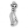 Cat Charm 9x34mm Silver Plated (1 piece)