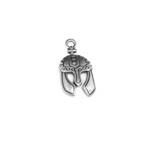 Greek Helmet Drop Charm 14x20mm Silver Plated (1 Piece)