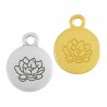 Charm Round with Lotus Flower 12mm Silver Plated (1 piece)