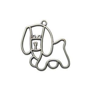 Dog Hollow Charm 37x37mm Silver Plated (1 Piece)